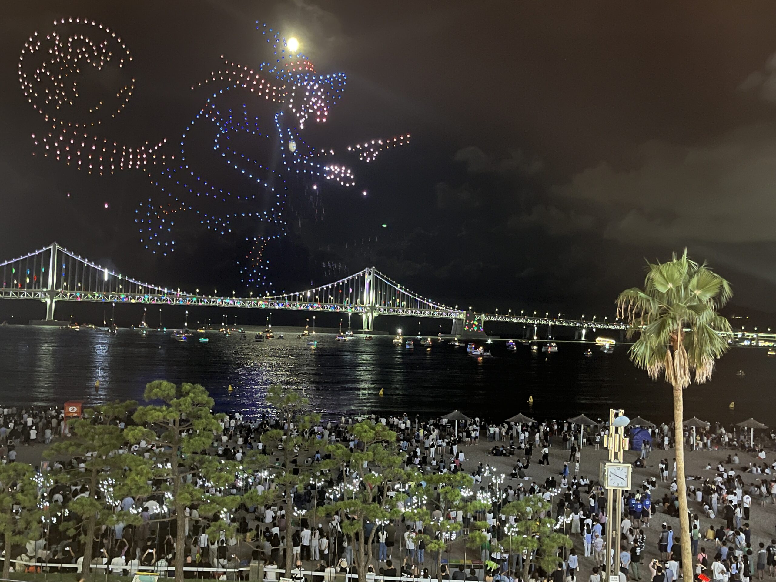 ドローンショーがよく見える広安里のカフェ「パスクッチ」3Fからの見え方