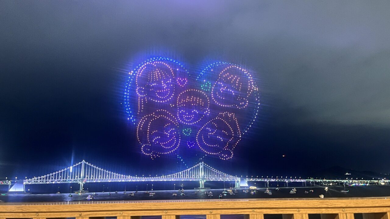 ドローンショーがよく見える広安里のカフェ「パスクッチ」4Fからの見え方